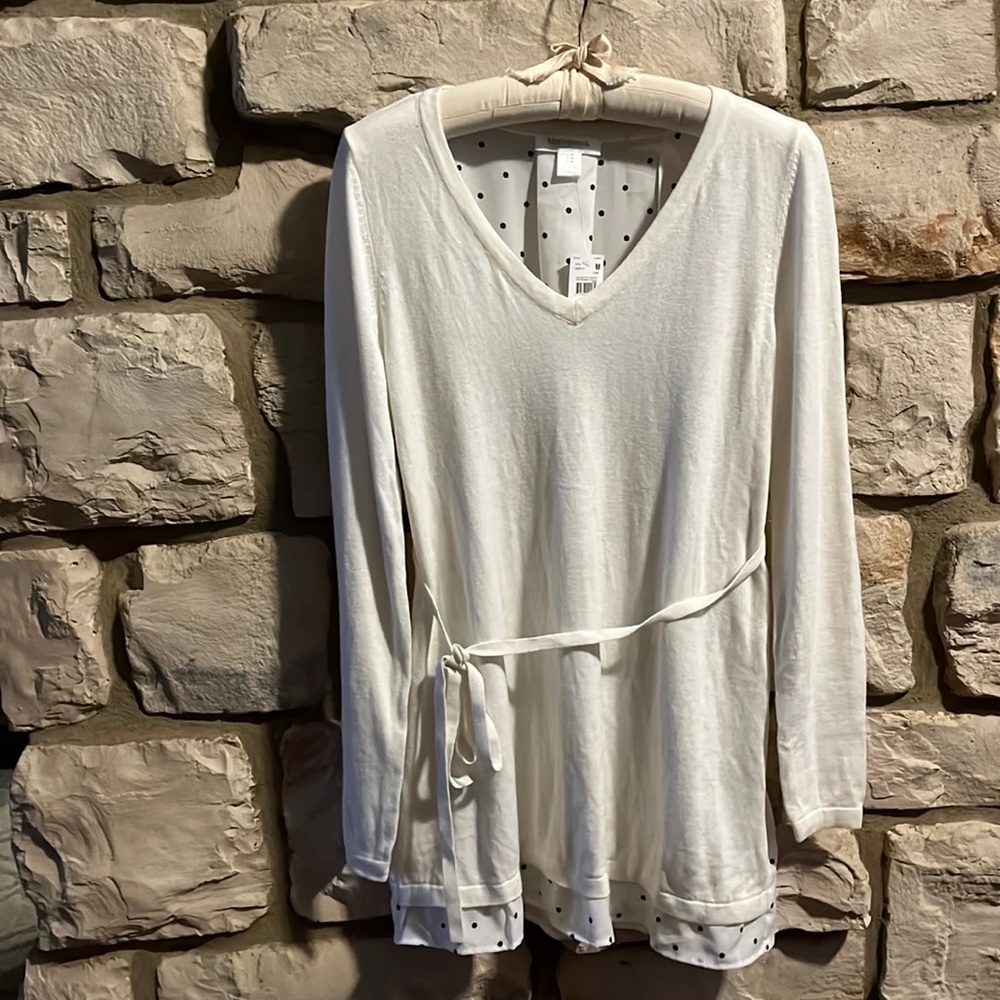 Motherhood Maternity Black & White Polka Dot Top Shirt Sweater New Size Medium